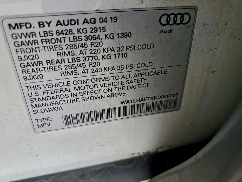2019 AUDI Q7 PREMIUM PLUS  