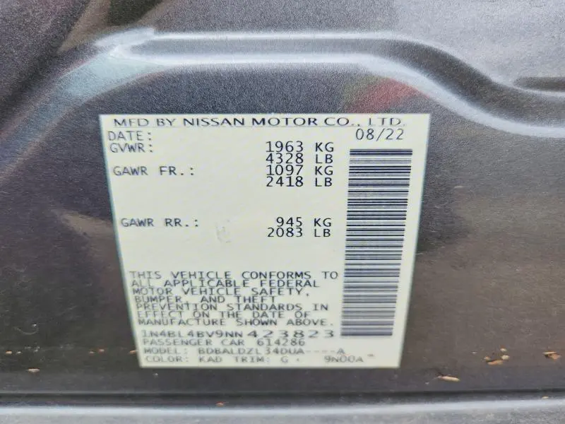 2022 NISSAN ALTIMA S  
