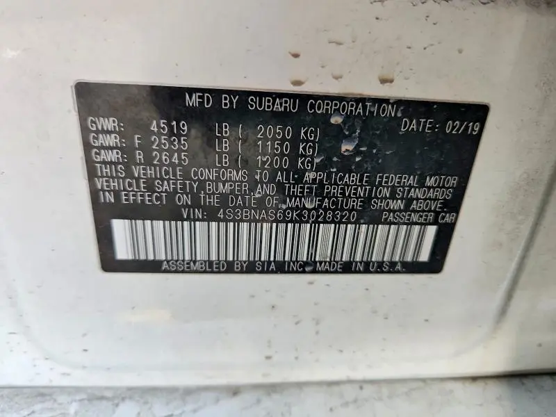 2019 SUBARU LEGACY SPORT  