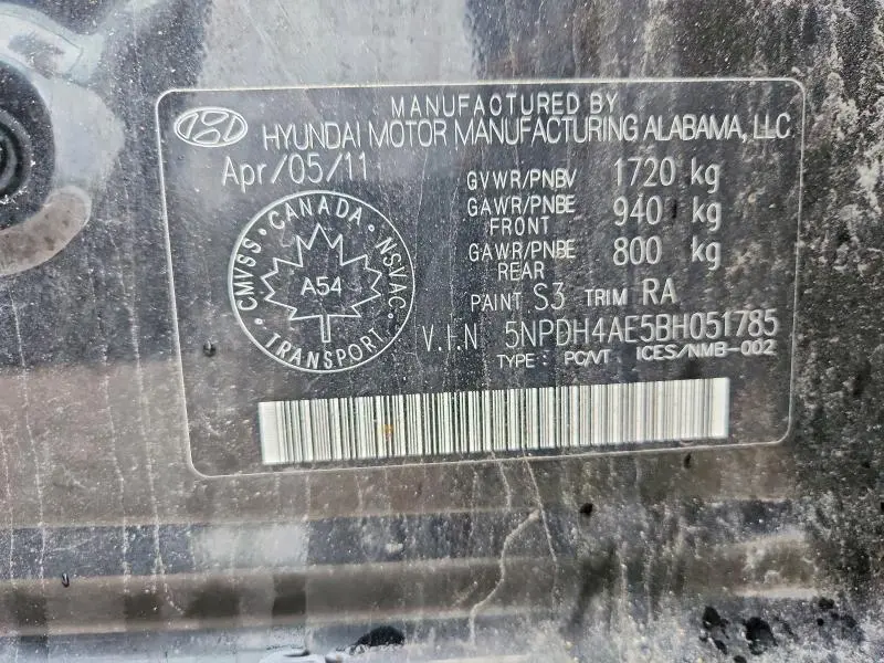 2011 HYUNDAI ELANTRA GLS  