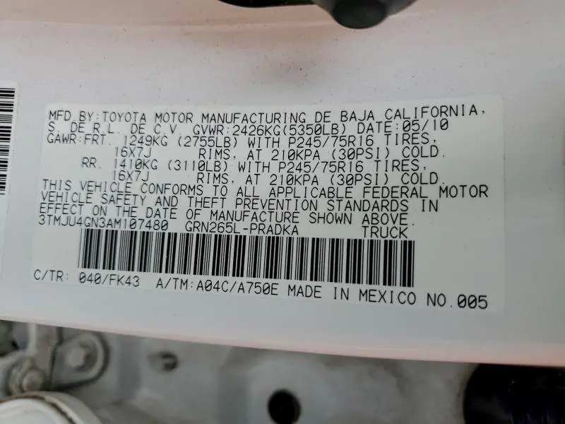 2010 TOYOTA TACOMA DOUBLE CAB PRERUNNER  