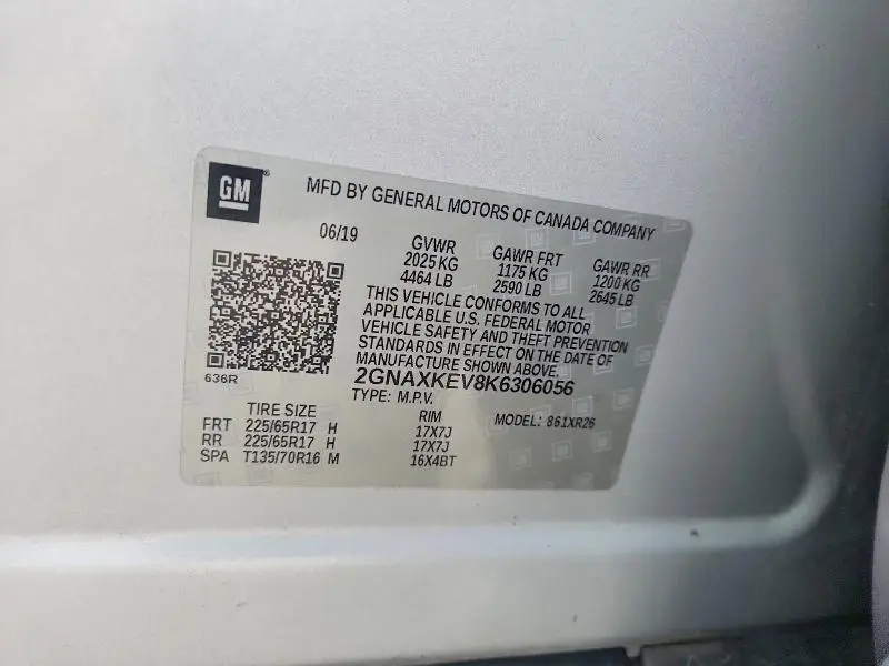 2019 CHEVROLET EQUINOX LT  