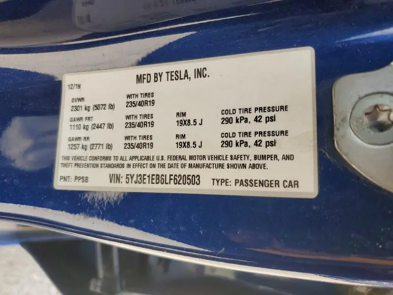 2020 TESLA MODEL 3   