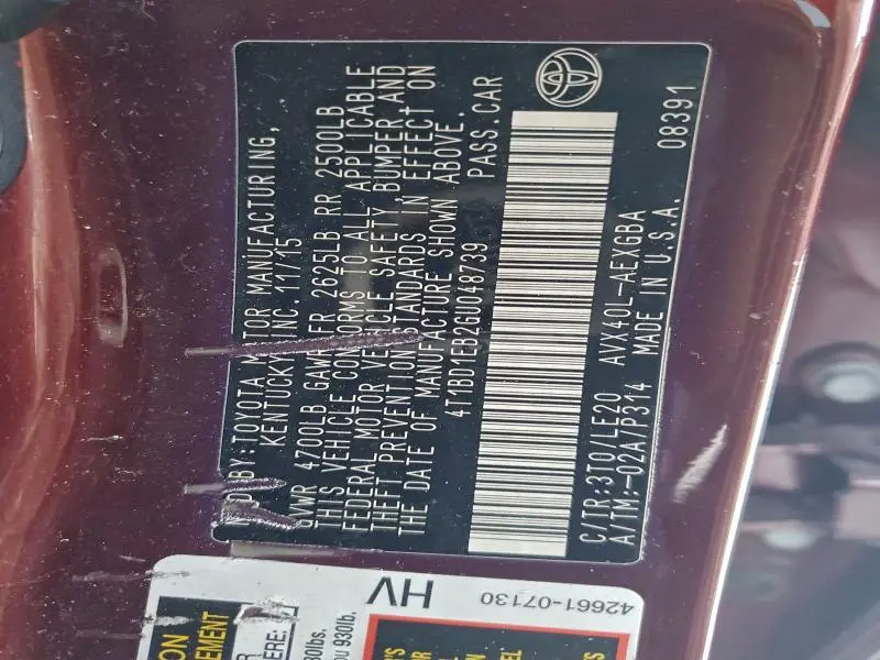 2016 TOYOTA AVALON HYBRID  