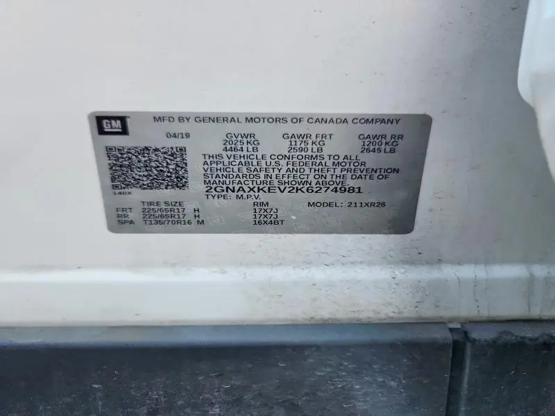 2019 CHEVROLET EQUINOX LT  
