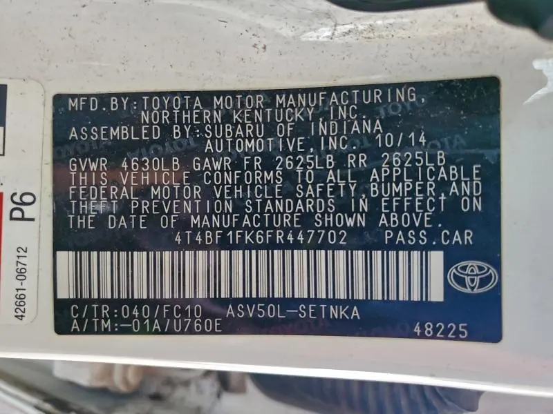 2015 TOYOTA CAMRY LE  