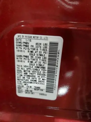 2015 NISSAN ROGUE SELECT S  