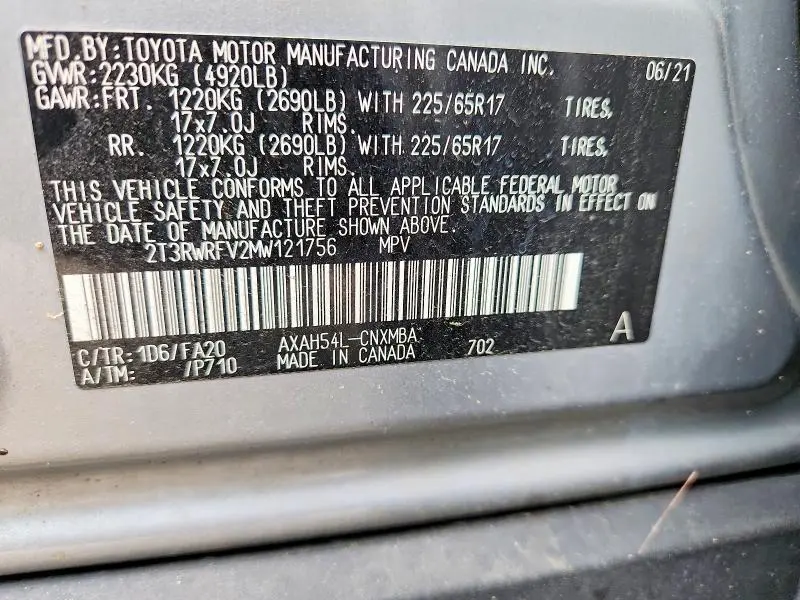 2021 TOYOTA RAV4 XLE  