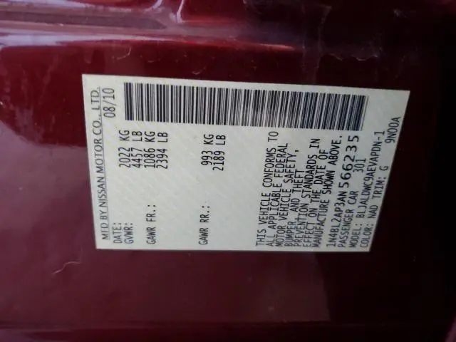 2010 NISSAN ALTIMA SR  