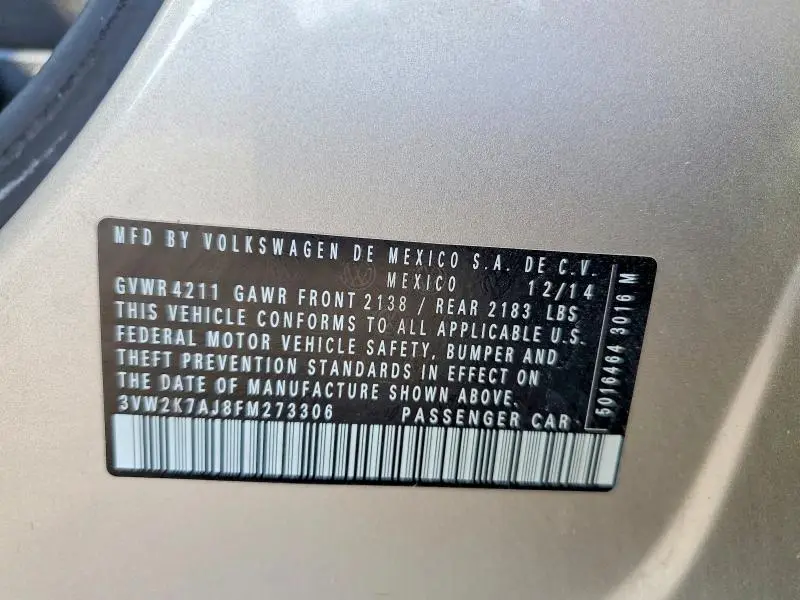 2015 VOLKSWAGEN JETTA BASE  