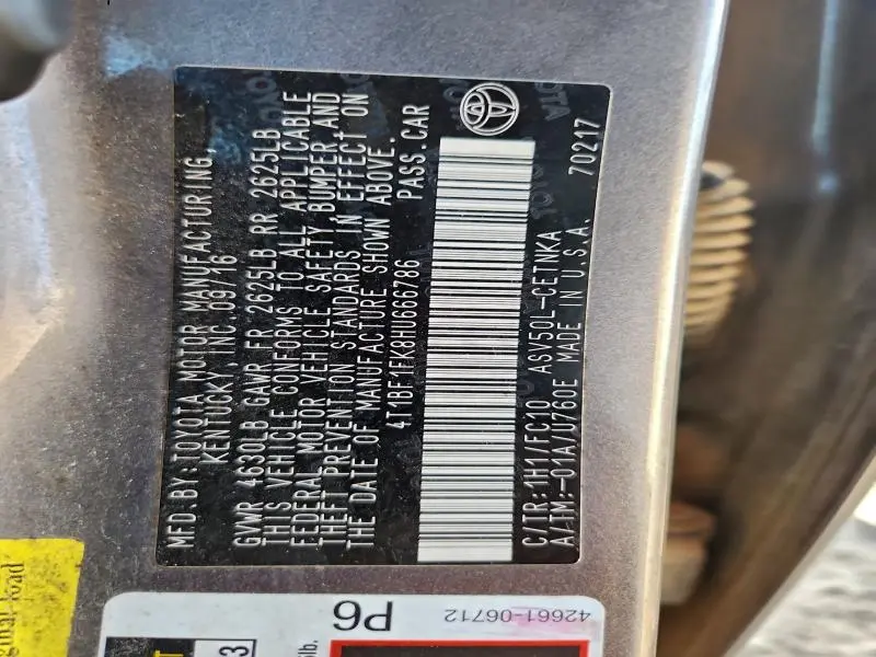 2017 TOYOTA CAMRY LE  