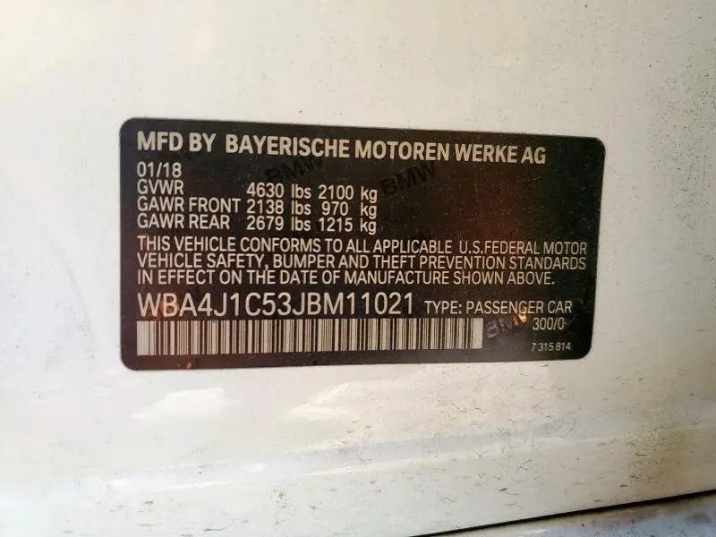 2018 BMW 430I GRAN COUPE  