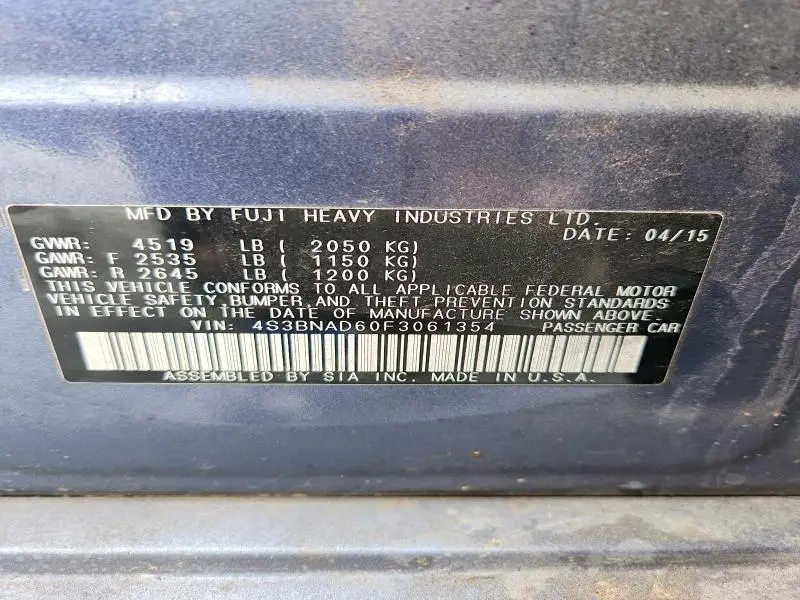 2015 SUBARU LEGACY 2.5I PREMIUM  