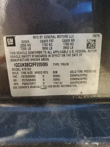 2015 CHEVROLET SILVERADO K1500 LTZ  