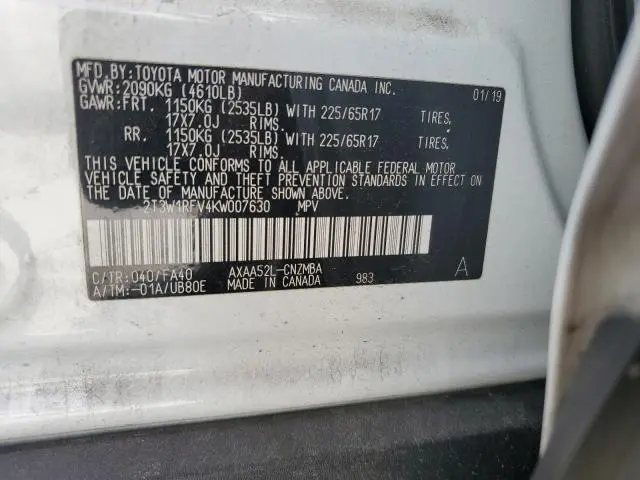 2019 TOYOTA RAV4 XLE  