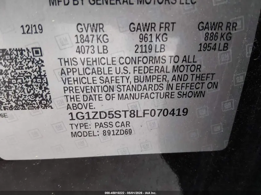2020 CHEVROLET MALIBU FWD LT