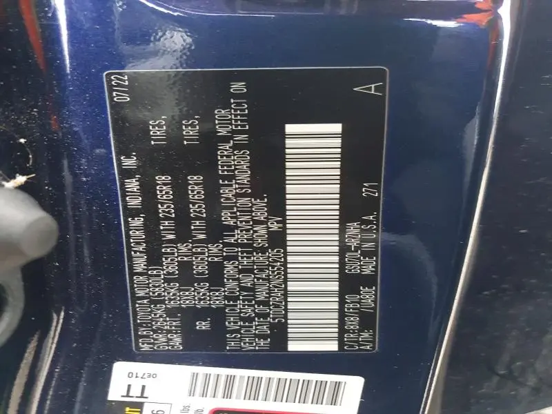 2022 TOYOTA HIGHLANDER L  