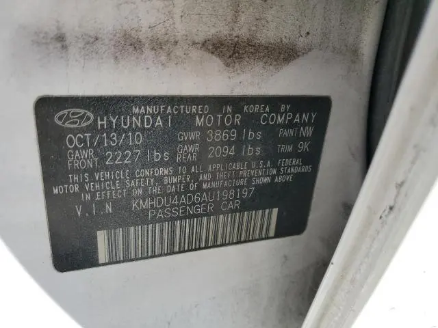 2010 HYUNDAI ELANTRA BLUE  