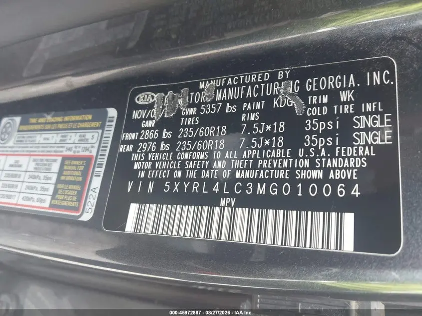 2021 KIA SORENTO S