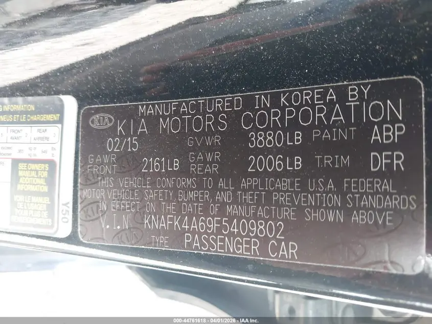 2015 KIA FORTE LX
