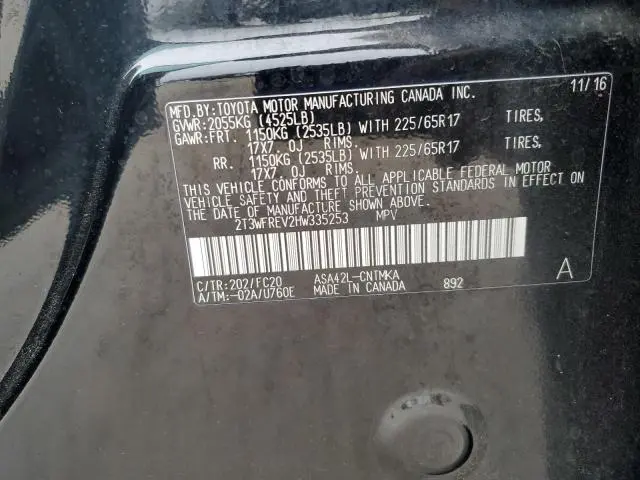 2017 TOYOTA RAV4 XLE  