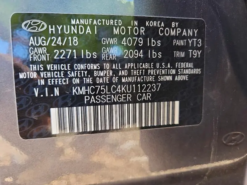 2019 HYUNDAI IONIQ SEL  