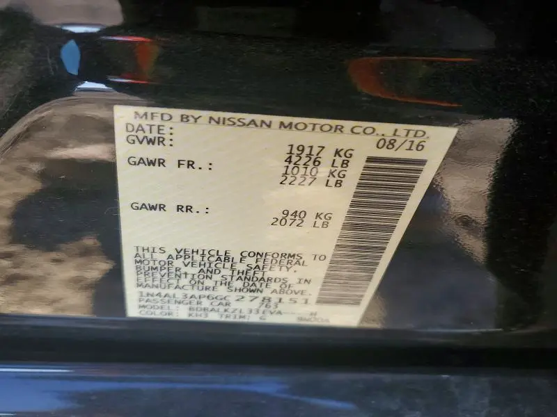 2016 NISSAN ALTIMA 2.5  