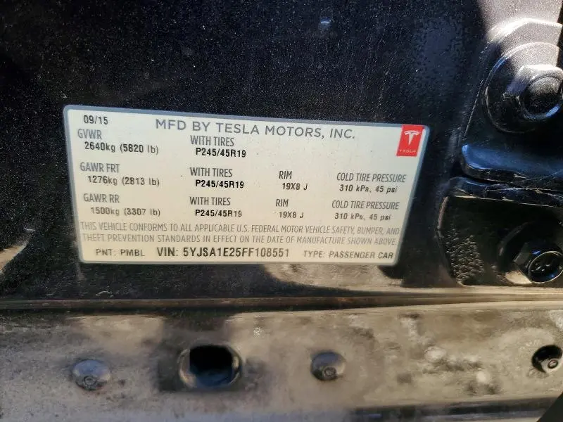 2015 TESLA MODEL S   