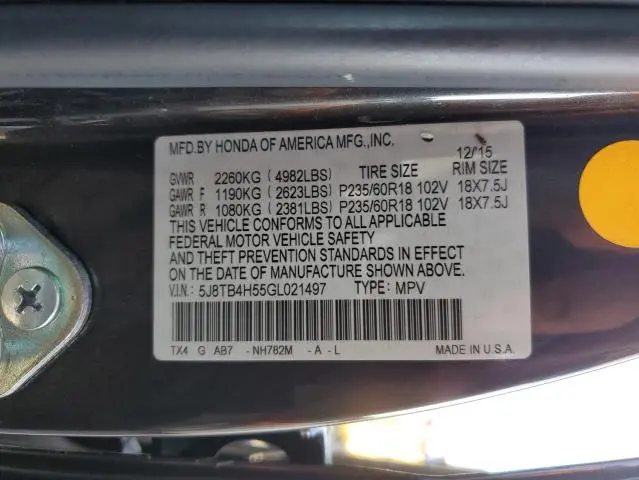 2016 ACURA RDX TECHNOLOGY  