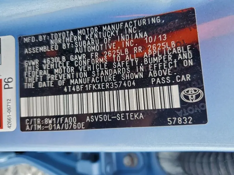 2014 TOYOTA CAMRY L  