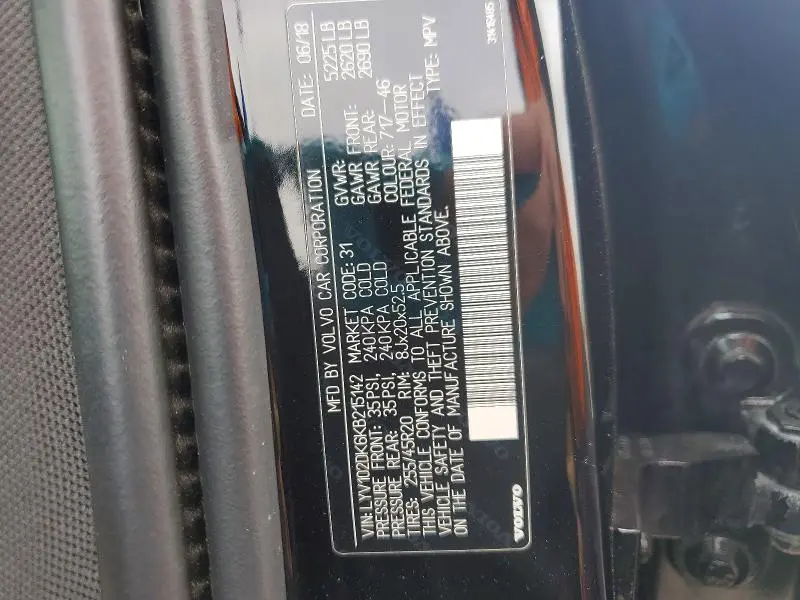 2019 VOLVO XC60 T5 MOMENTUM  