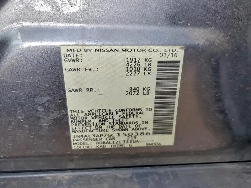 2016 NISSAN ALTIMA 2.5  