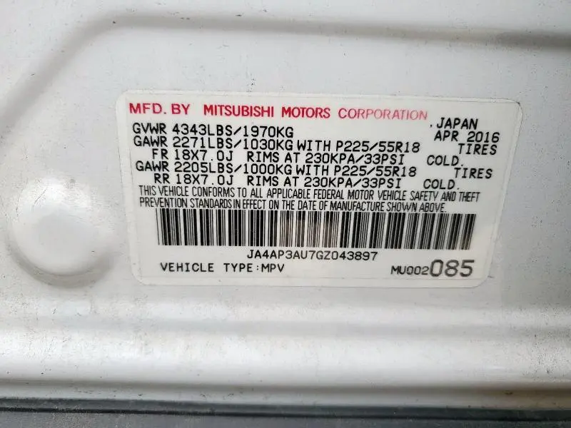 2016 MITSUBISHI OUTLANDER SPORT ES  