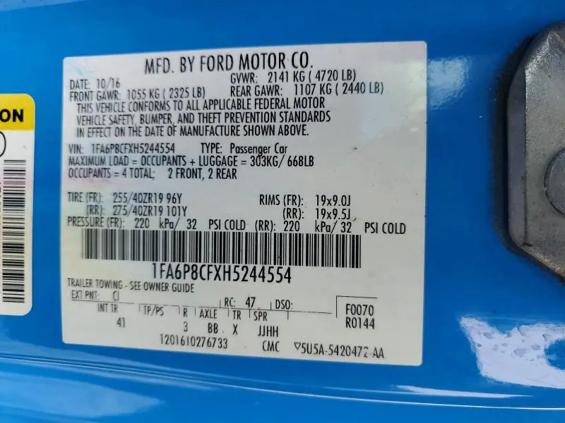 2017 FORD MUSTANG GT  