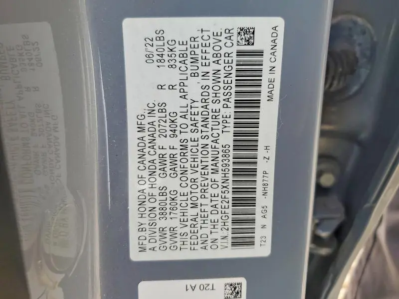 2022 HONDA CIVIC SPORT  