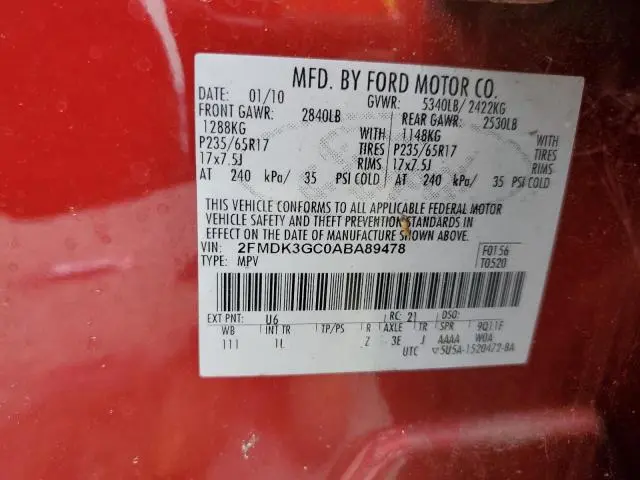 2010 FORD EDGE SE  