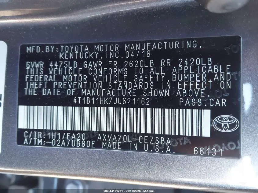 2018 TOYOTA CAMRY SE