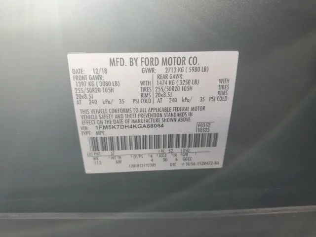 2019 FORD EXPLORER XLT  