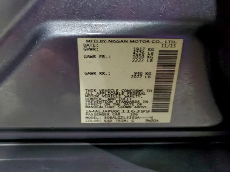 2016 NISSAN ALTIMA 2.5  