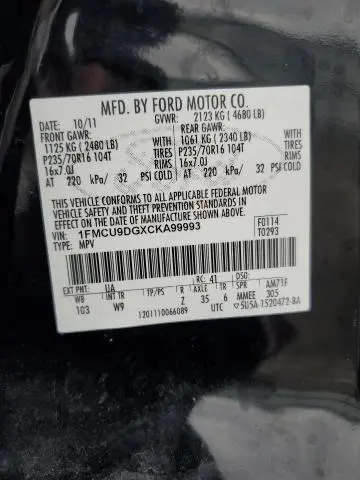 2012 FORD ESCAPE XLT  