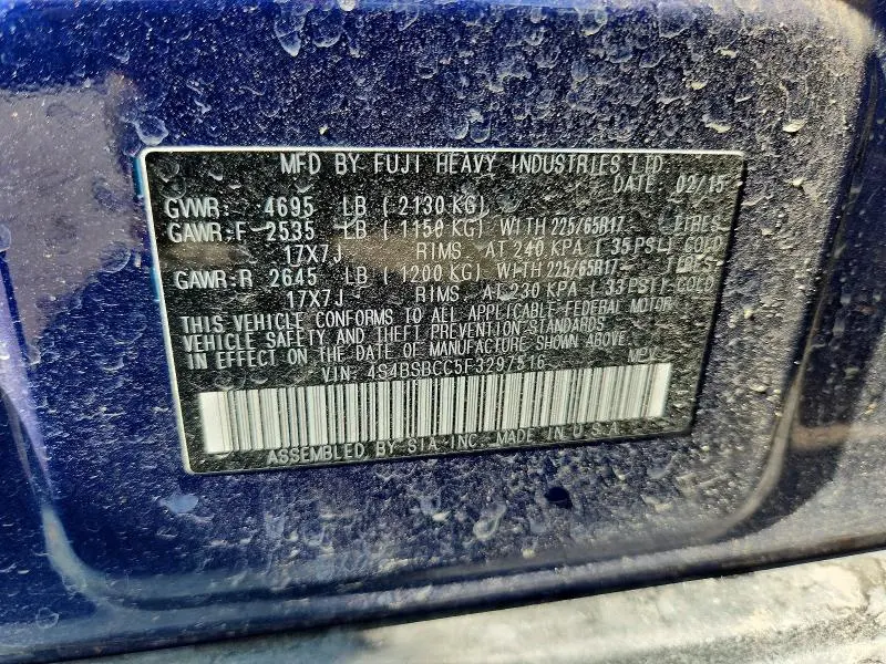 2015 SUBARU OUTBACK 2.5I PREMIUM  
