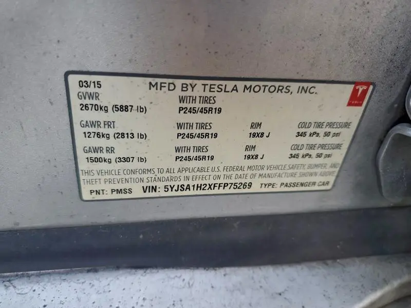 2015 TESLA MODEL S 85D  