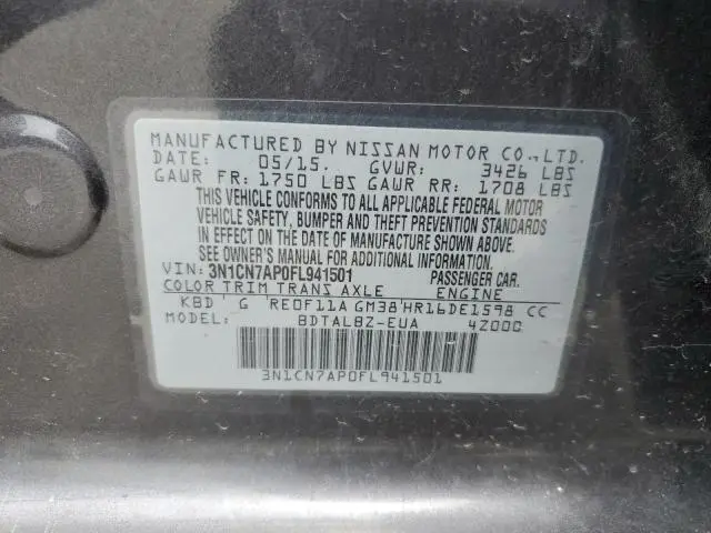 2015 NISSAN VERSA S  