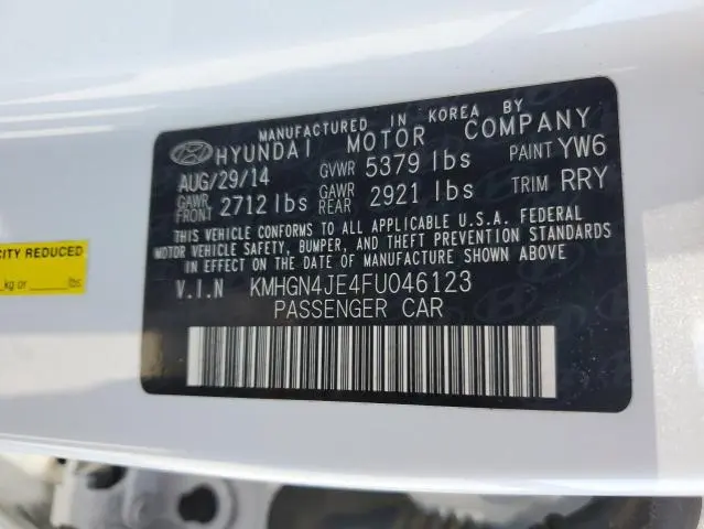 2015 HYUNDAI GENESIS 3.8L  