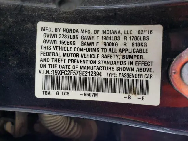 2016 HONDA CIVIC LX  