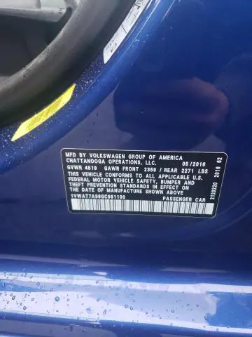 2016 VOLKSWAGEN PASSAT S  