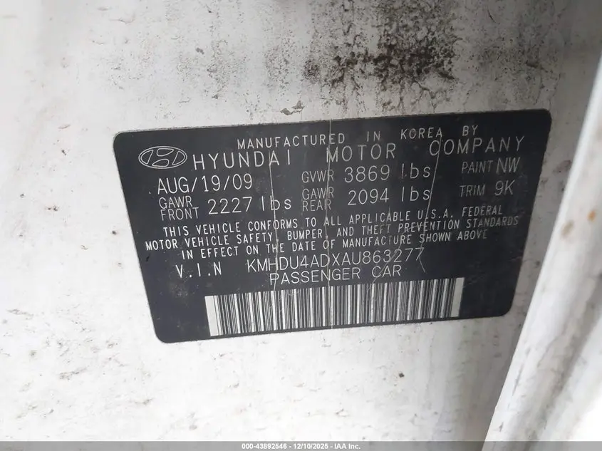 2010 HYUNDAI ELANTRA GLS