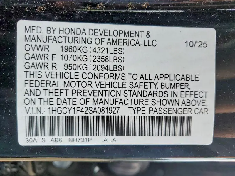 2025 HONDA ACCORD SE  