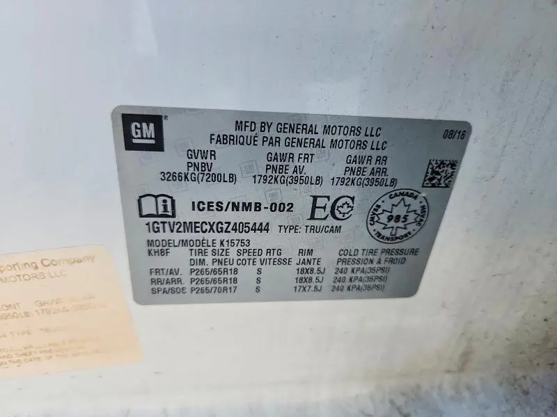 2016 GMC SIERRA K1500 SLE  