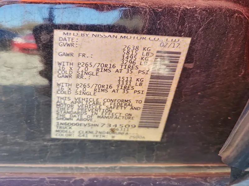 2017 NISSAN FRONTIER S  